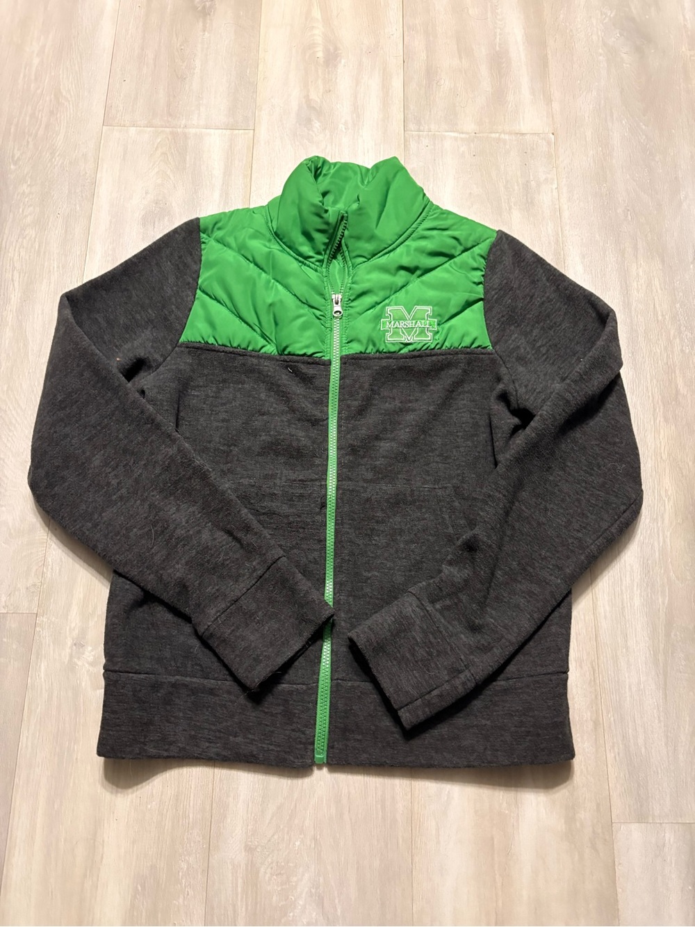 Colosseum Charcoal & Green Quilted Yoke Zip-Up Hoodie